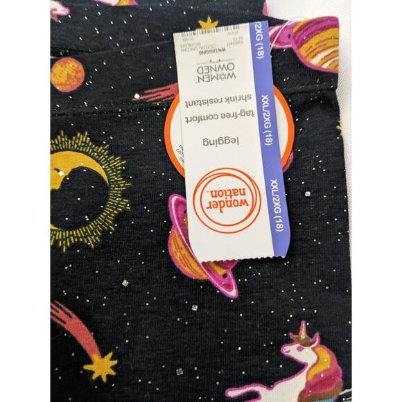 Wonder Nation Girls Unicorn/Space Leggings XXL 2XL 18 Saturn Moon Glitter Stars - Picture 4 of 5